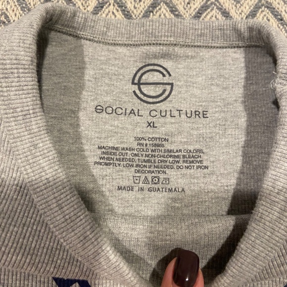 Social Club Amsterdam Gray Ribbed Cropped T-Shirt – XL, 100% Cotton - Picture 3 of 6